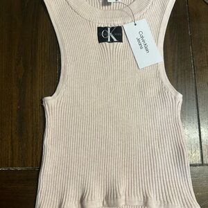 Calvin Klein Jeans Light Pink Ribbed Tank Top